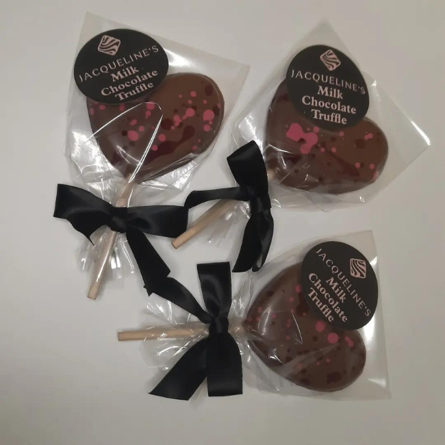 heart shaped truffle lollies in loved one hamper